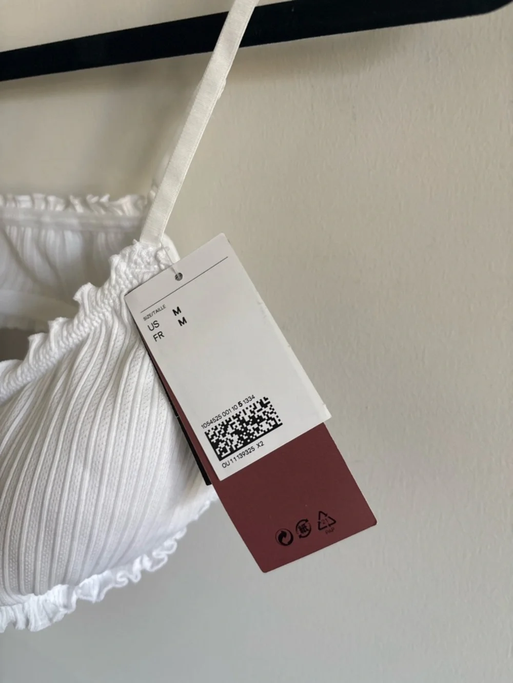 H&M White Ribbed Ruffle Bralette - Picture 2 of 3